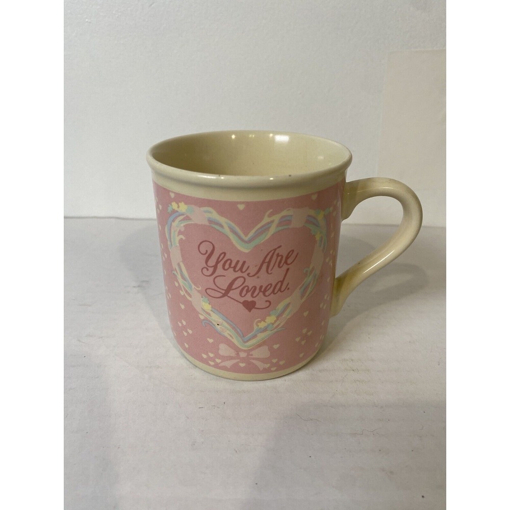 Vintage Hallmark 1986 Mug Mates You Are Loved Heart Coffee Cup Pink